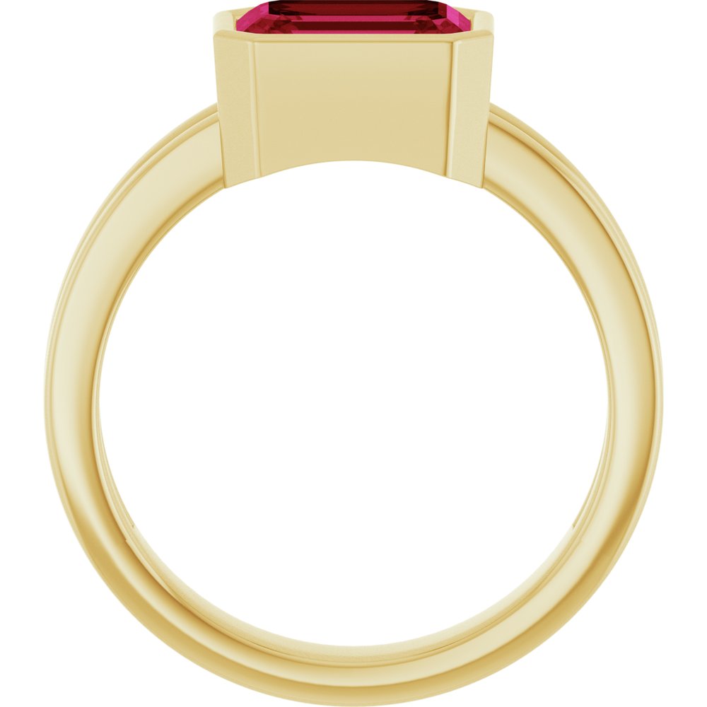 14K Emerald-Cut Bezel Double Band Ring