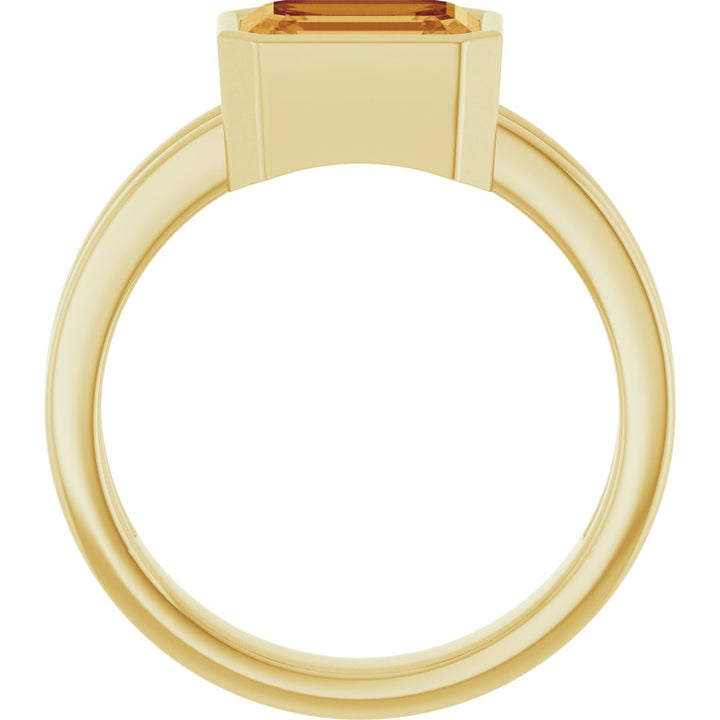 14K Emerald-Cut Bezel Double Band Ring
