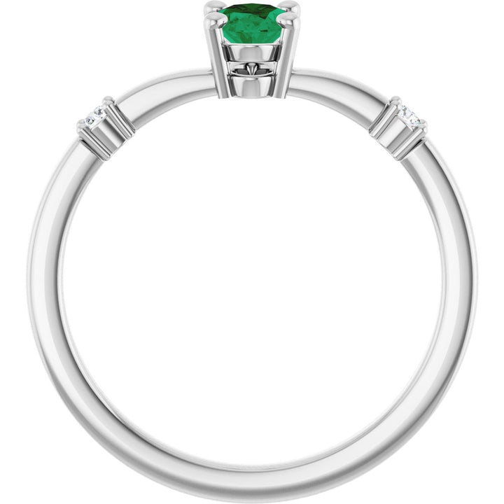 14K Lab Grown Emerald & .05 CTW Natural Diamond Ring