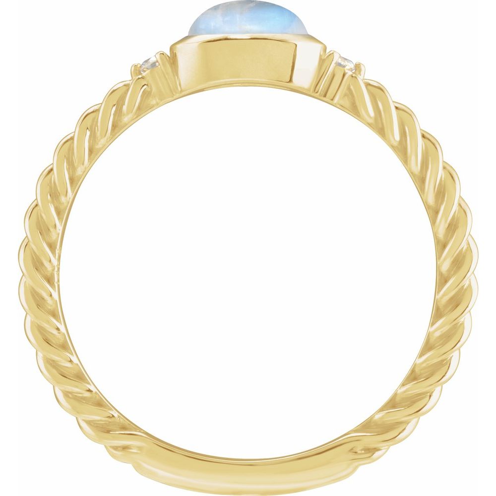 14K Cabochon Gemstone & .03 CTW Natural Diamond Rope Ring