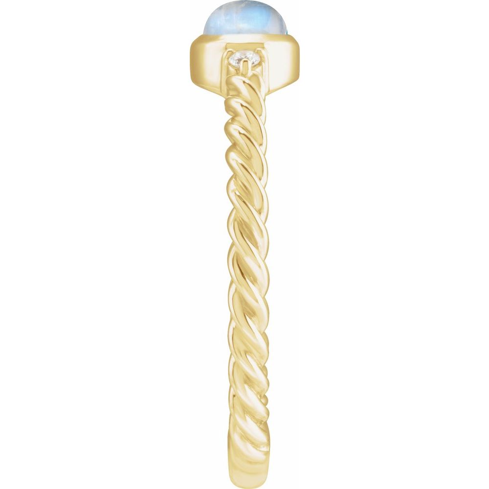 14K Cabochon Gemstone & .03 CTW Natural Diamond Rope Ring