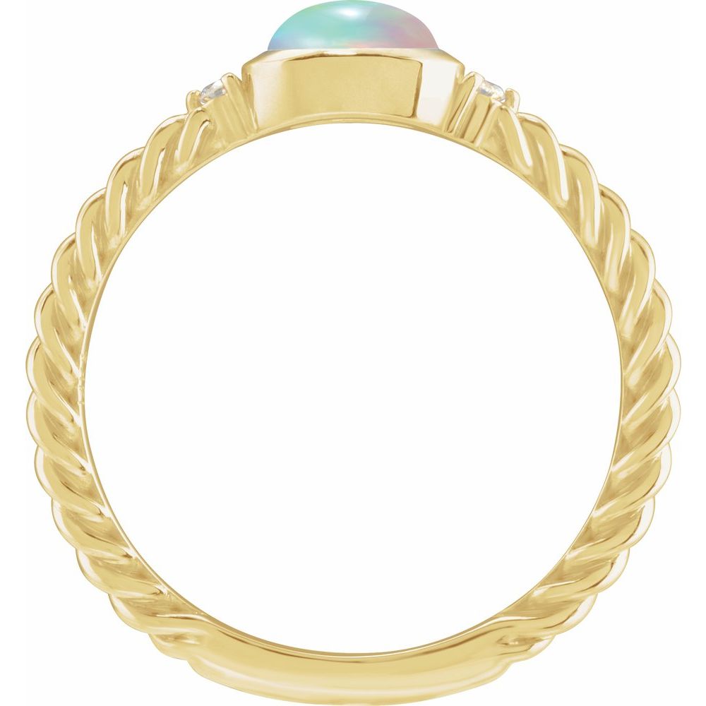 14K Cabochon Gemstone & .03 CTW Natural Diamond Rope Ring