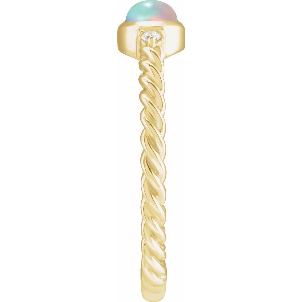14K Cabochon Gemstone & .03 CTW Natural Diamond Rope Ring