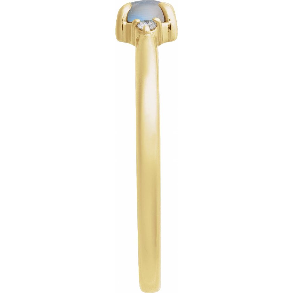 14K Oval Cabochon Gemstone & Diamond Ring