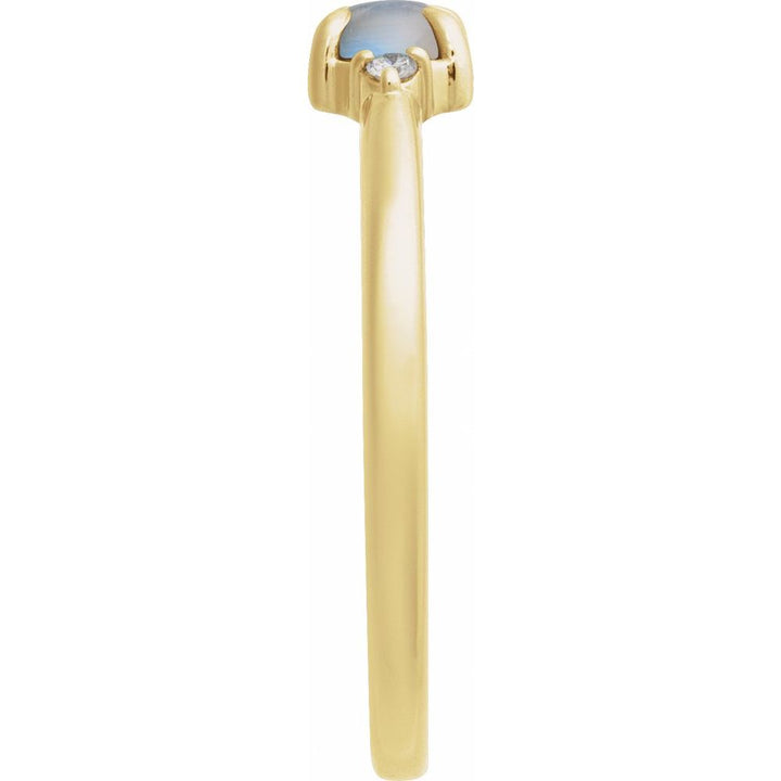 14K Oval Cabochon Gemstone & Diamond Ring