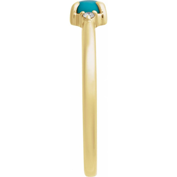 14K Oval Cabochon Gemstone & Diamond Ring