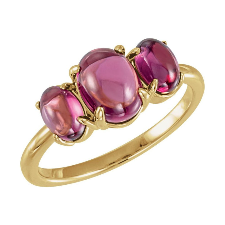 14K Three-Stone Cabochon Ring