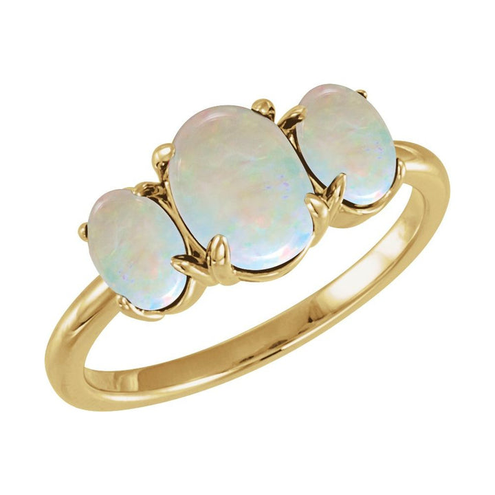 14K Three-Stone Cabochon Ring