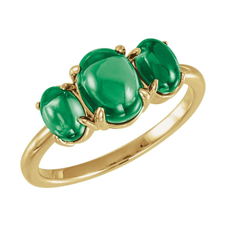 14K Three-Stone Cabochon Ring