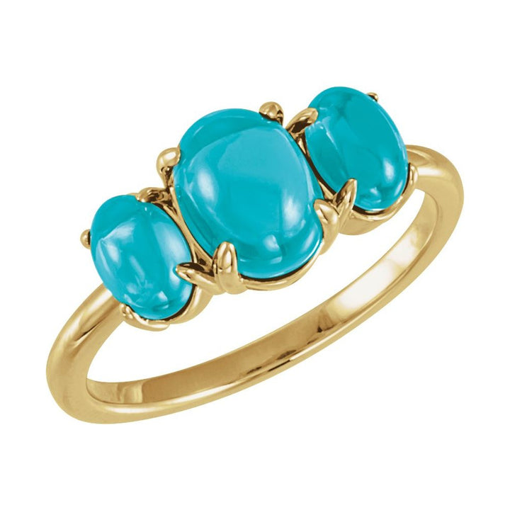 14K Three-Stone Cabochon Ring