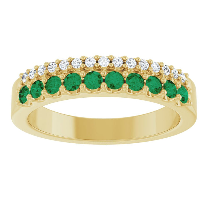 14K Gemstone & Diamond Double Row Ring