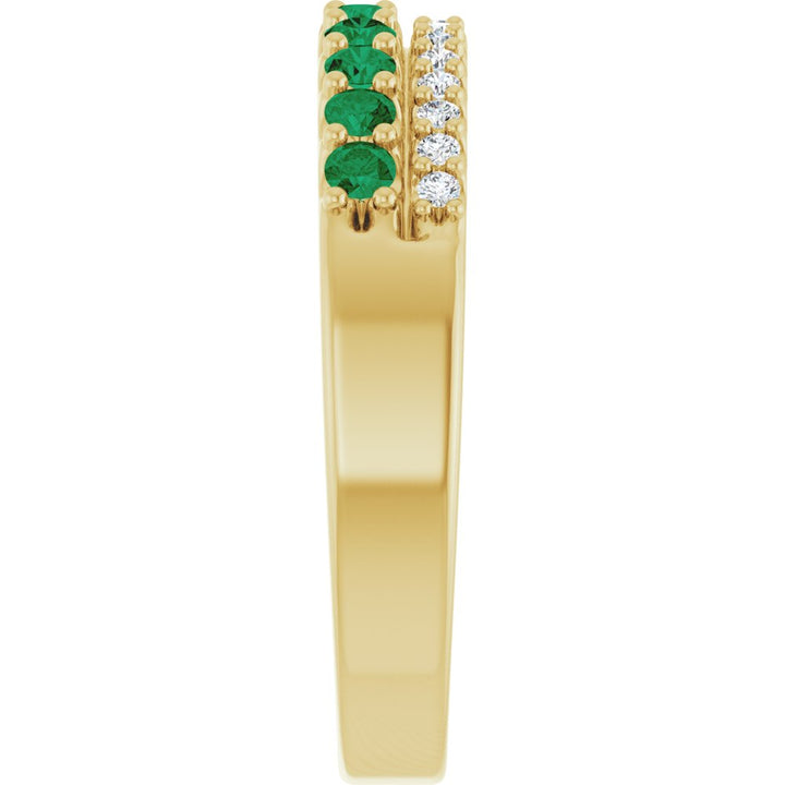 14K Gemstone & Diamond Double Row Ring