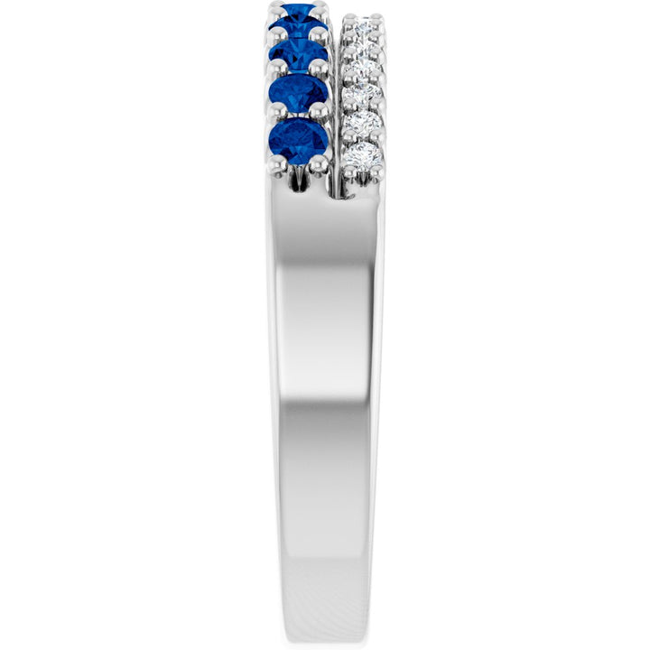 14K Gemstone & Diamond Double Row Ring