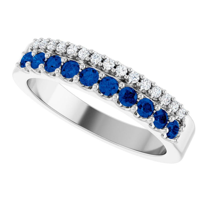 14K Gemstone & Diamond Double Row Ring
