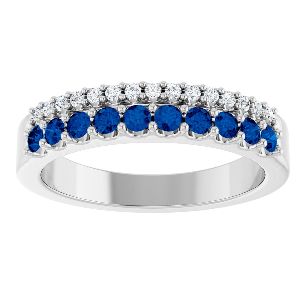 14K Gemstone & Diamond Double Row Ring