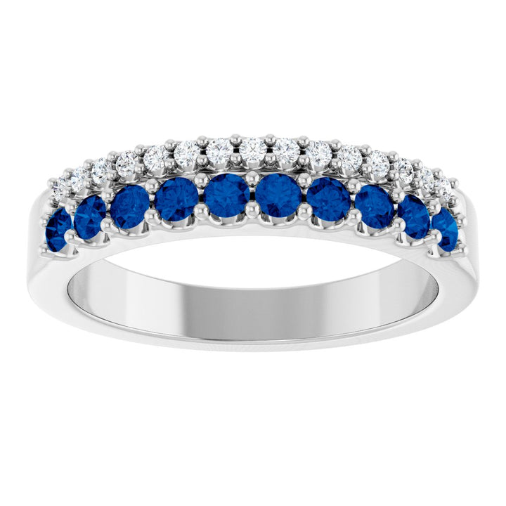 14K Gemstone & Diamond Double Row Ring