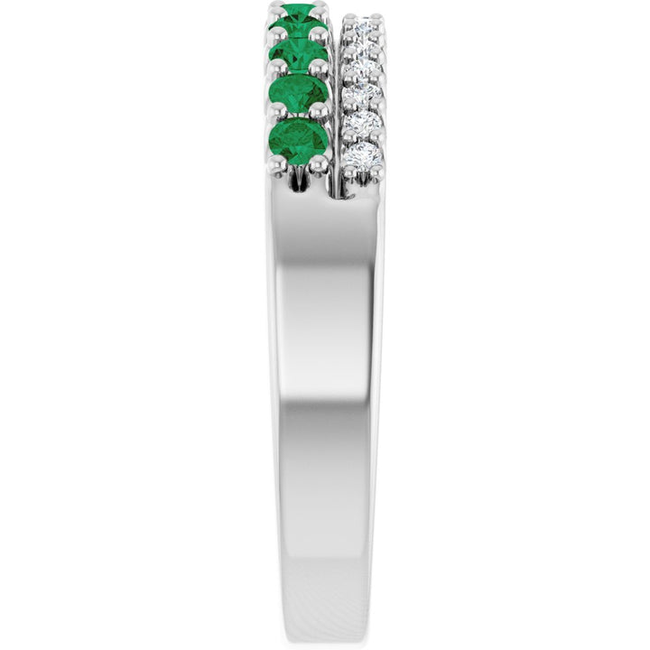 14K Gemstone & Diamond Double Row Ring