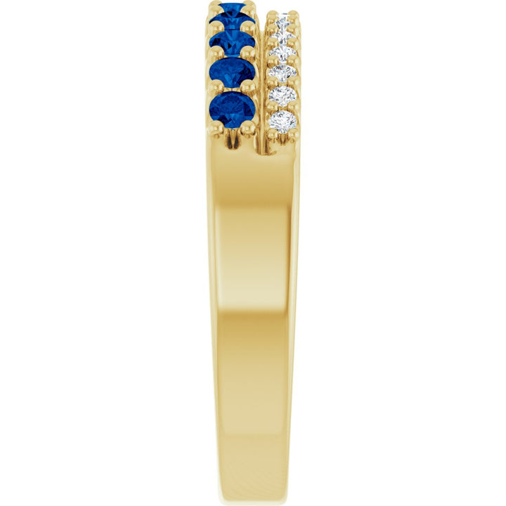 14K Gemstone & Diamond Double Row Ring