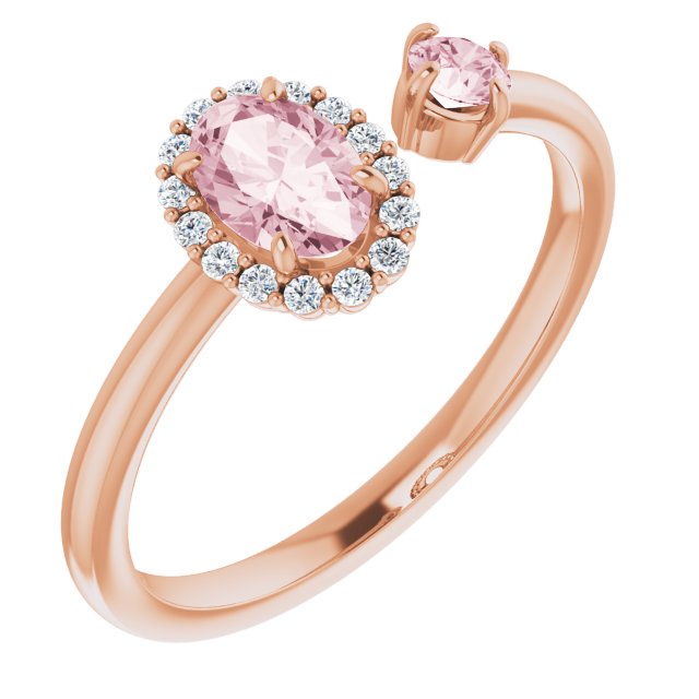 14K Natural Pink Morganite & 1/6 CTW Natural Diamond Halo-Style Ring