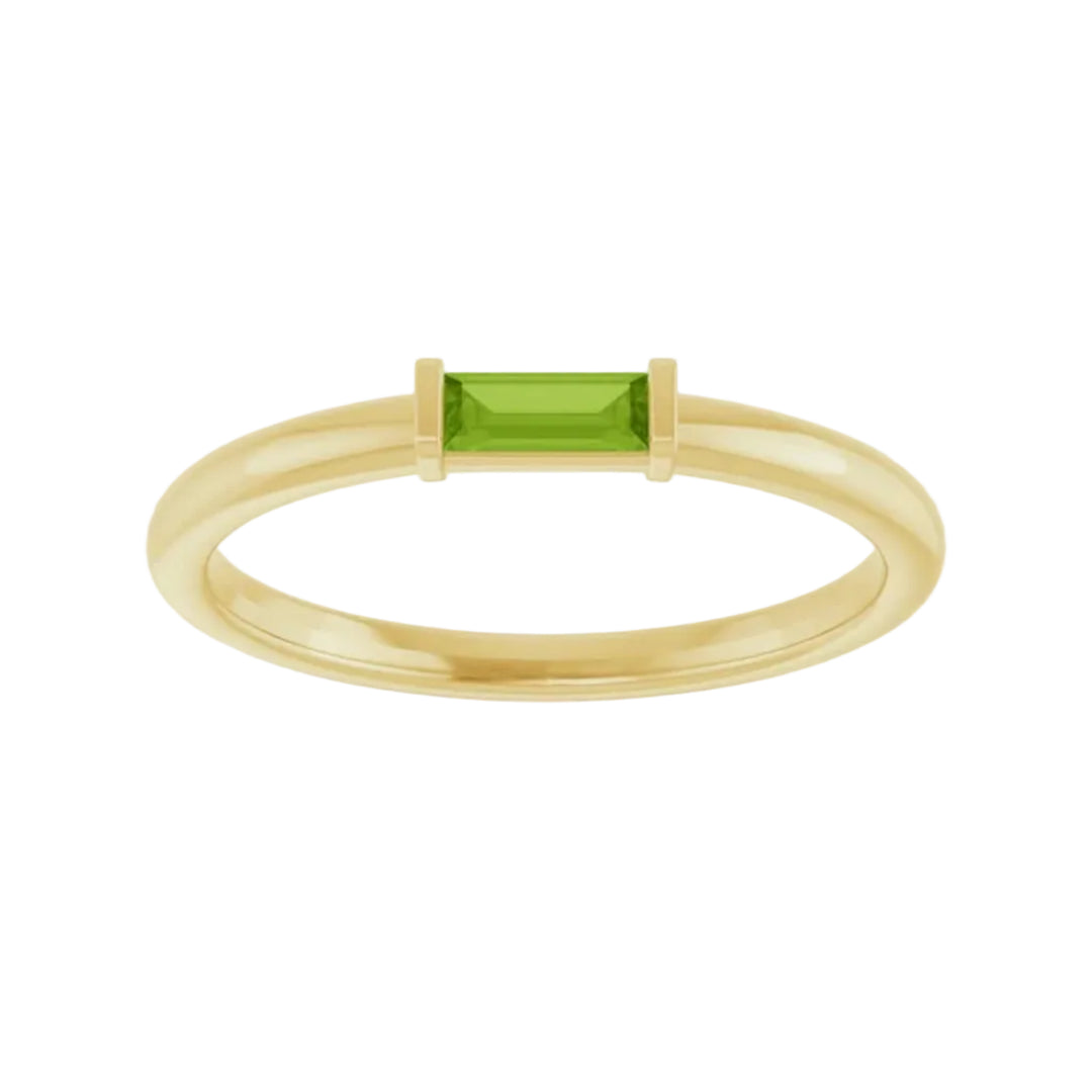 14K Stackable Baguette Gemstone Ring