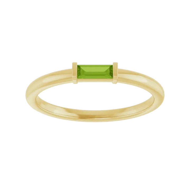14K Stackable Baguette Gemstone Ring