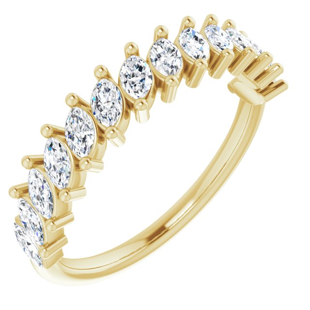 14K 3/4 CTW Natural Diamond Slanted Marquise Anniversary Band