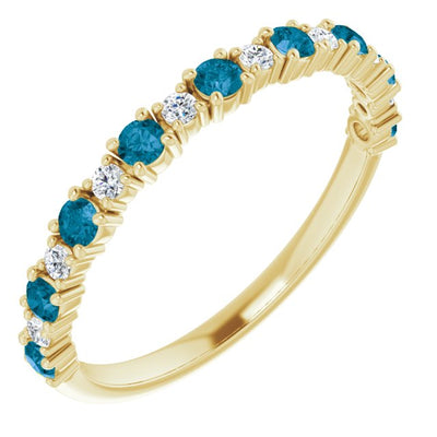 14KY Natural London Blue Topaz & .12 CTW Lab Grown Diamond Anniversary Ring