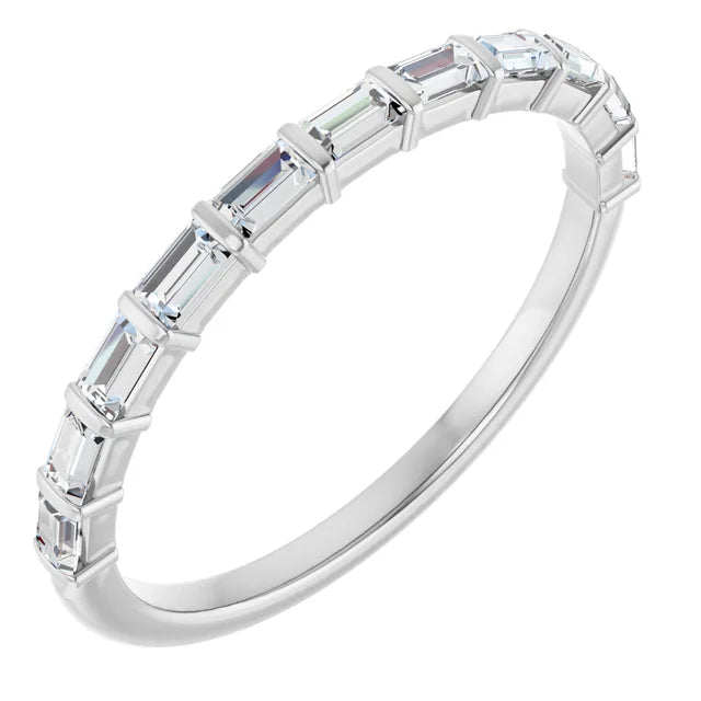 14K Bar-Set Straight Baguette Diamond Anniversary Band