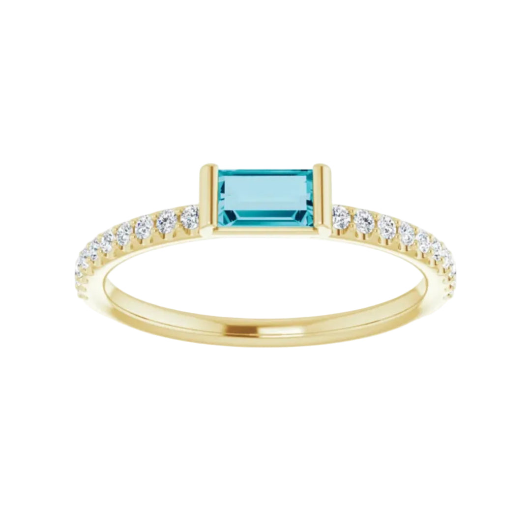 14K Natural Gemstone &amp; 1/6 CTW Natural Diamond Ring