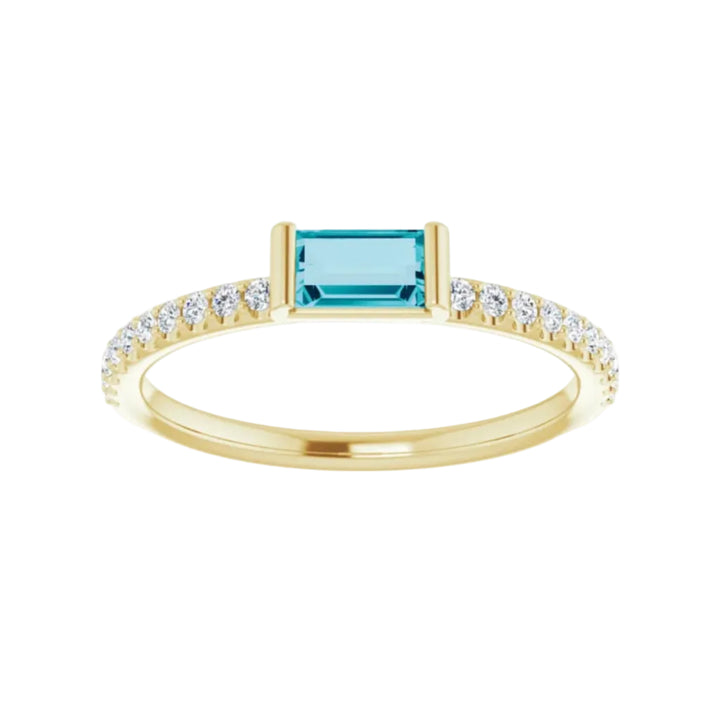 14K Natural Gemstone &amp; 1/6 CTW Natural Diamond Ring