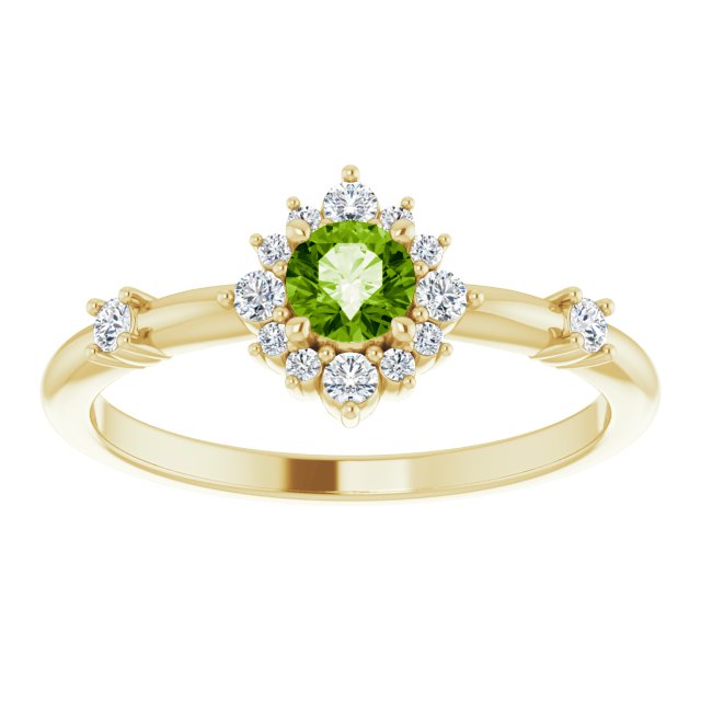 14K Round Gemstone & 1/6 CTW Natural Diamond Halo-Style Ring