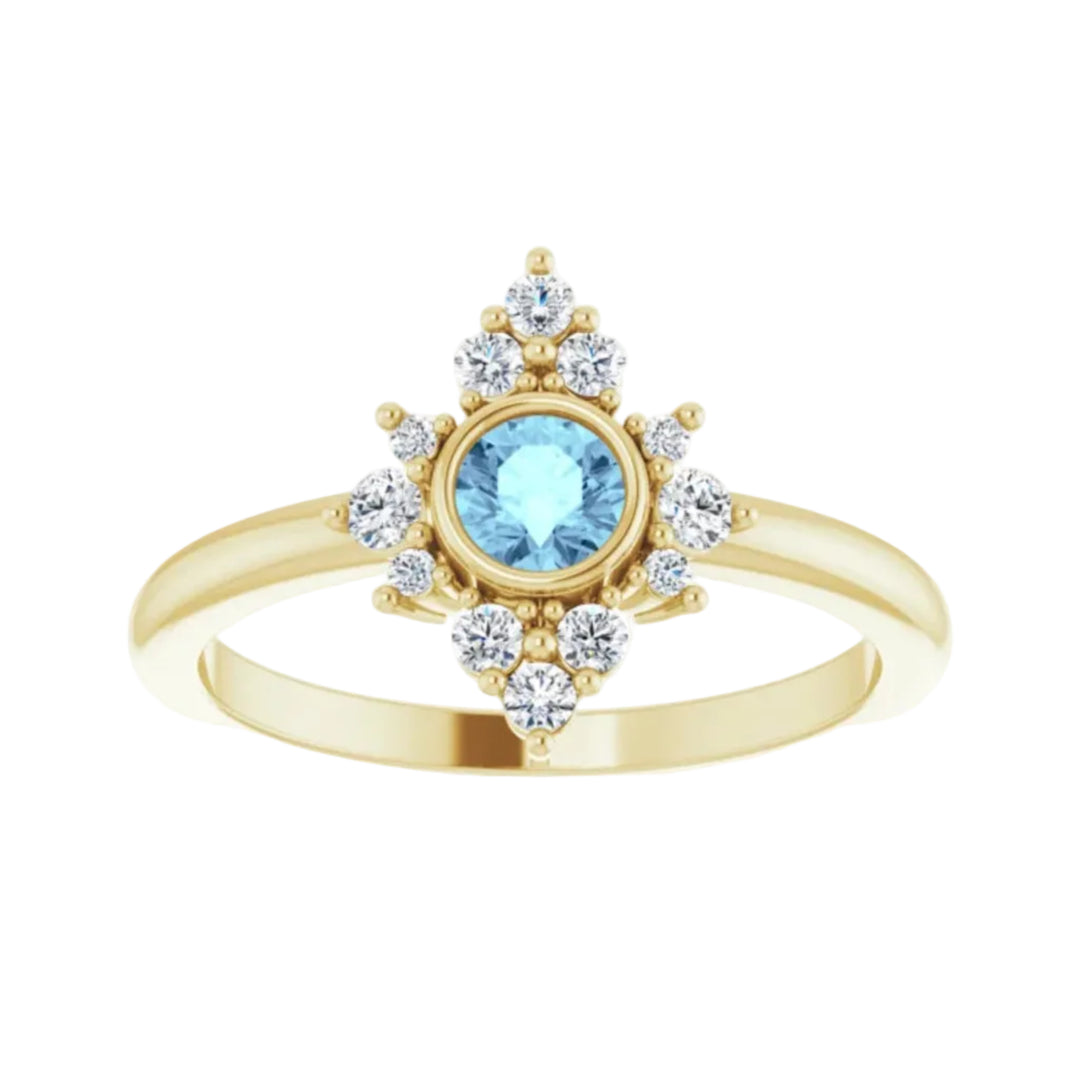 14K Gemstone &amp; 1/5 CTW Natural Diamond Halo-Style Ring