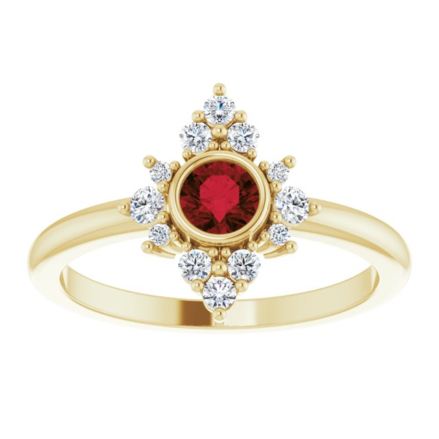14K Gemstone & 1/5 CTW Natural Diamond Halo-Style Ring