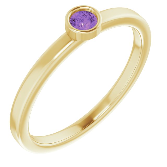 14K Bezel-Set Gemstone Ring