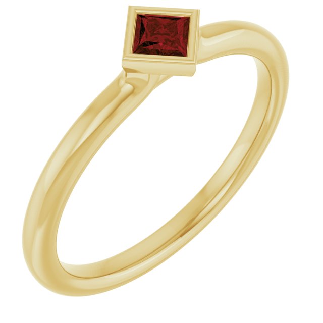 14K Square Bezel Gemstone Ring
