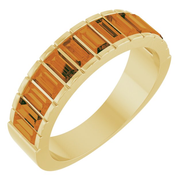 14K Natural Gemstone Chanel-Set Ring