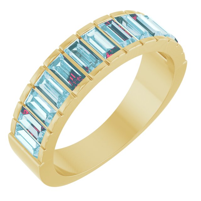 14K Natural Gemstone Chanel-Set Ring