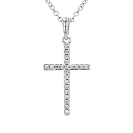 14KW Gold Diamond Cross Necklace