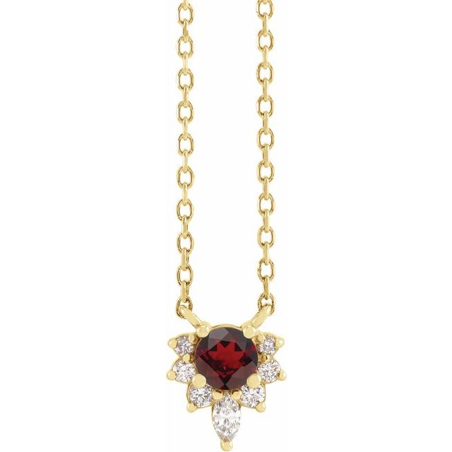14K Gemstone & .08 CTW Natural Diamond Necklace