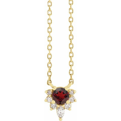 14K Gemstone & .08 CTW Natural Diamond Necklace