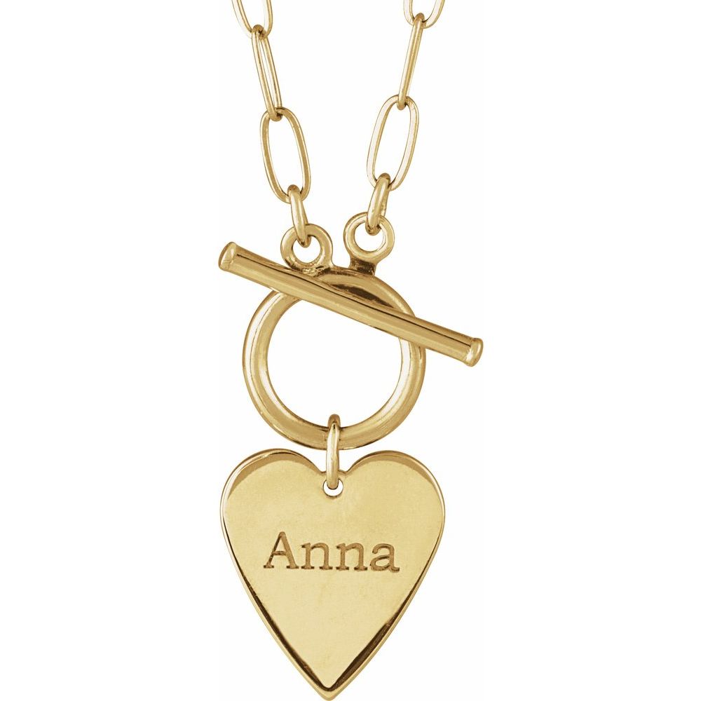 14K Engravable Heart Toggle Necklace