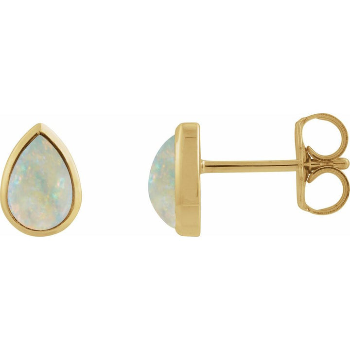 14K Bezel-Set Pear Cabochon Studs