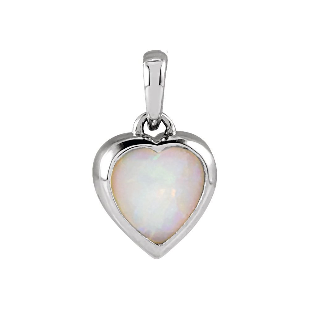 14K Opal Cabochon Heart Pendant