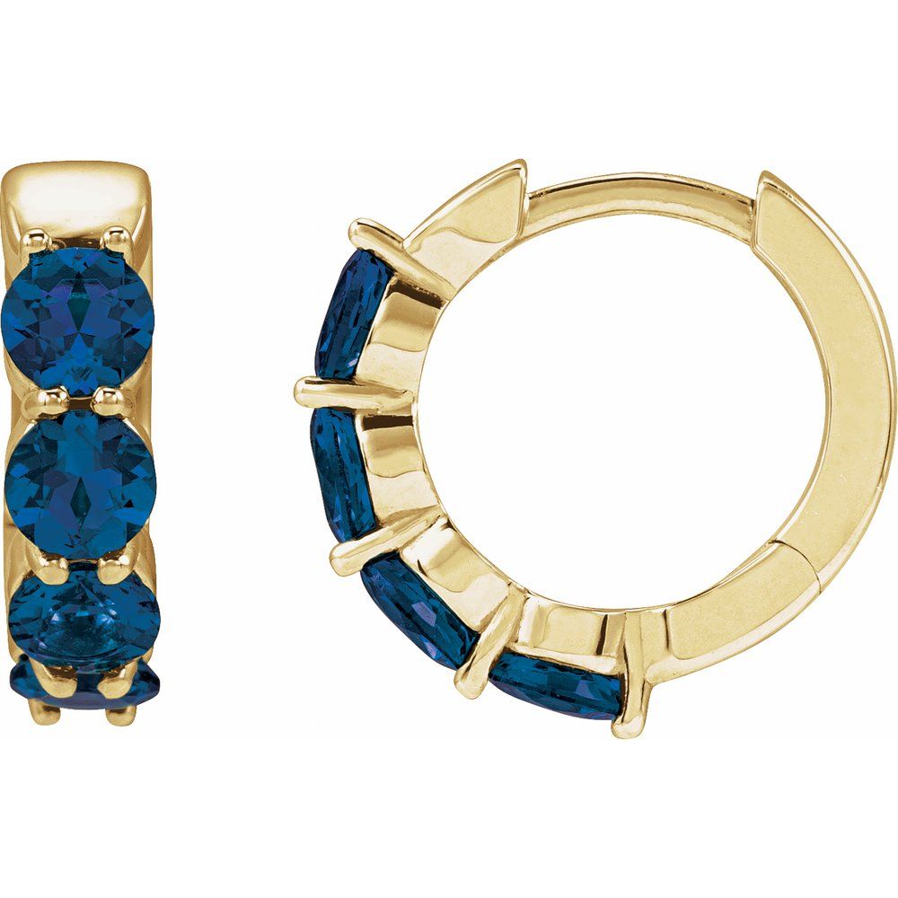 14K Lab Grown Gemstone Huggie Hoops