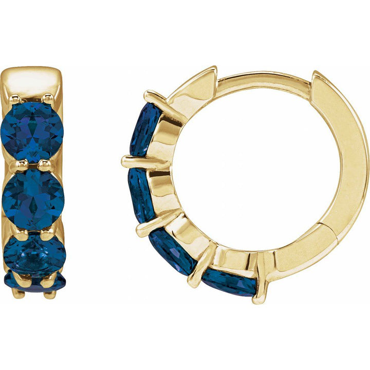 14K Lab Grown Gemstone Huggie Hoops