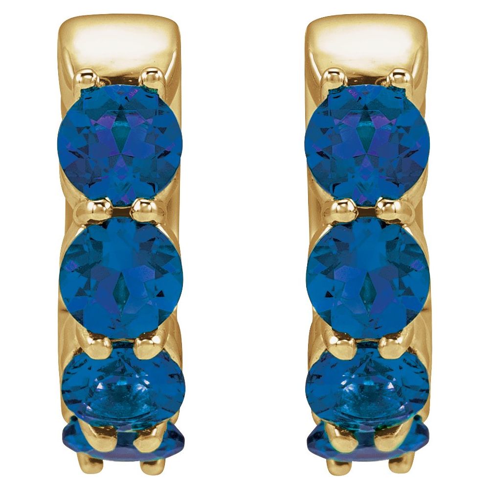 14K Lab Grown Gemstone Huggie Hoops