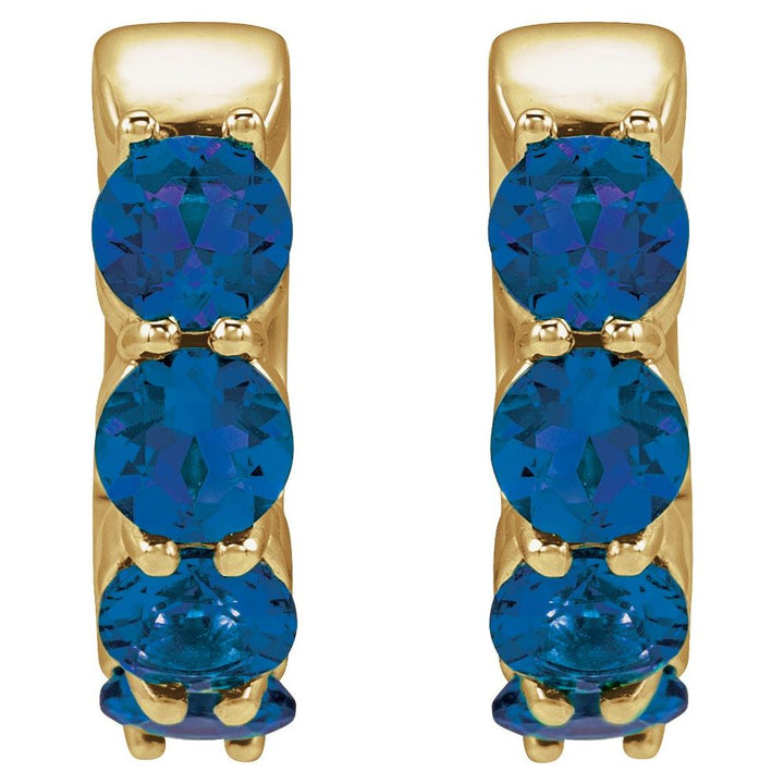 14K Lab Grown Gemstone Huggie Hoops