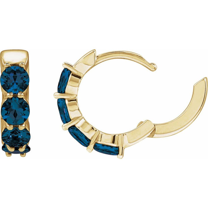 14K Lab Grown Gemstone Huggie Hoops