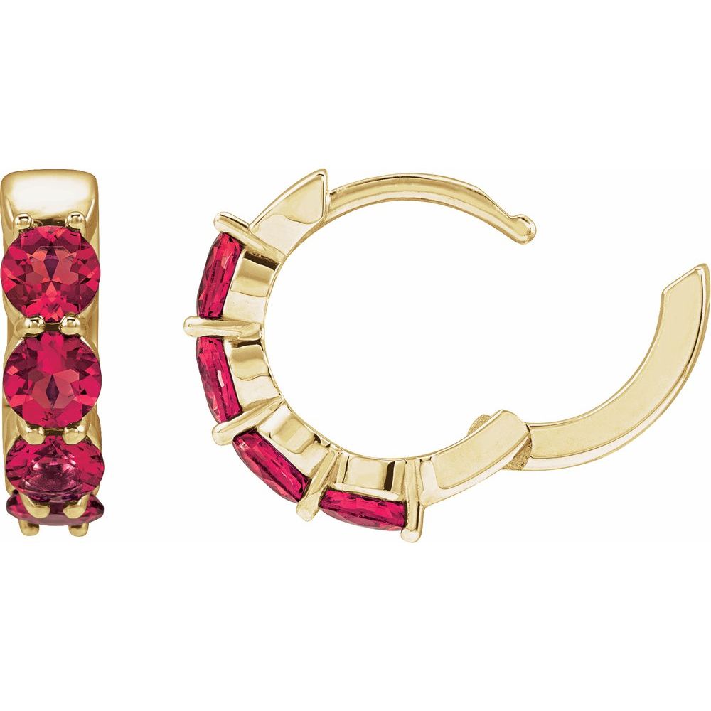 14K Lab Grown Gemstone Huggie Hoops