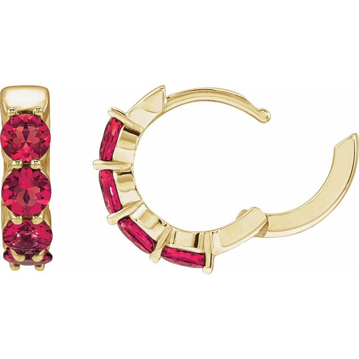 14K Lab Grown Gemstone Huggie Hoops